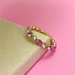 BaubleBar Pink Crystal Eternity Ring – Size 8